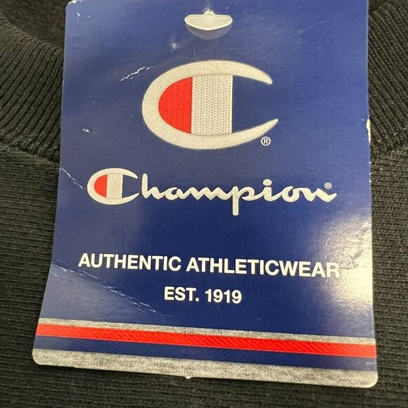 Champion Mens Black Long Sleeve Crew Neck Pullover Sweatshirt Size Small New - Picture 10 of 10